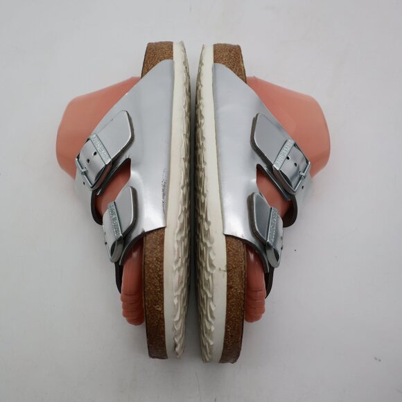 Birkenstock Arizona Women's EU 40 US 9 Soft Footbed Silver Leather - Picture 8 of 10